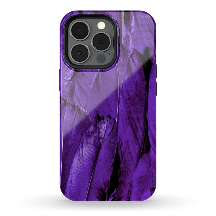 iPhone 13 pro StrongFit Purple Feathers by Andrea Haase