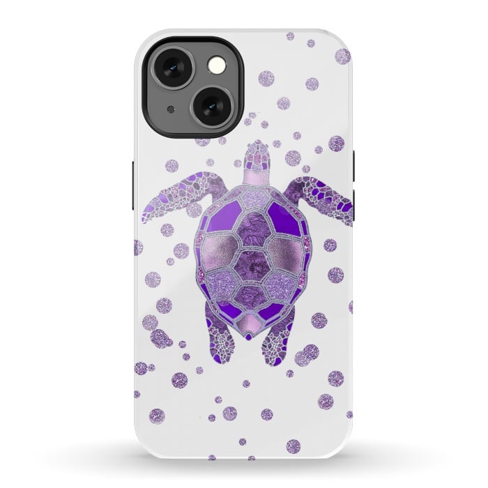 iPhone 13 StrongFit Shimmering Purple Turtle by Andrea Haase