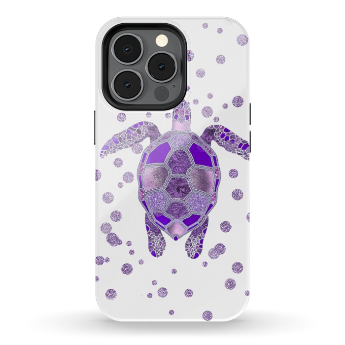 iPhone 13 pro StrongFit Shimmering Purple Turtle by Andrea Haase