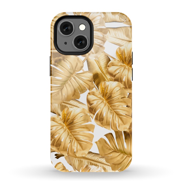 iPhone 13 mini StrongFit Aloha Gold Monstera Jungle by  Utart
