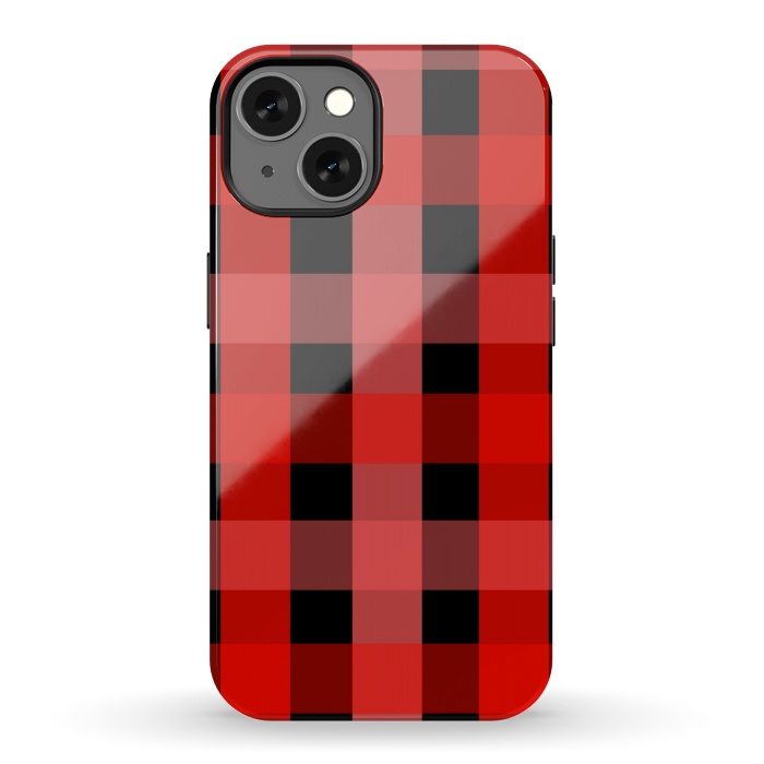 iPhone 13 StrongFit red black checks by MALLIKA