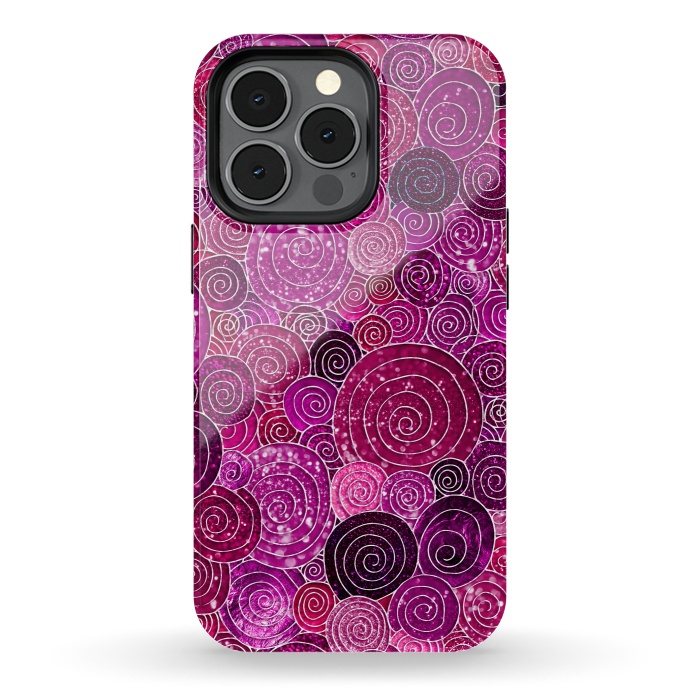 iPhone 13 pro StrongFit Pink and Purple Metal Foil Circles  by  Utart
