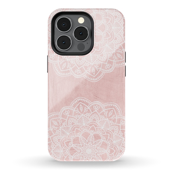 iPhone 13 pro StrongFit White and Pink Mandala by  Utart