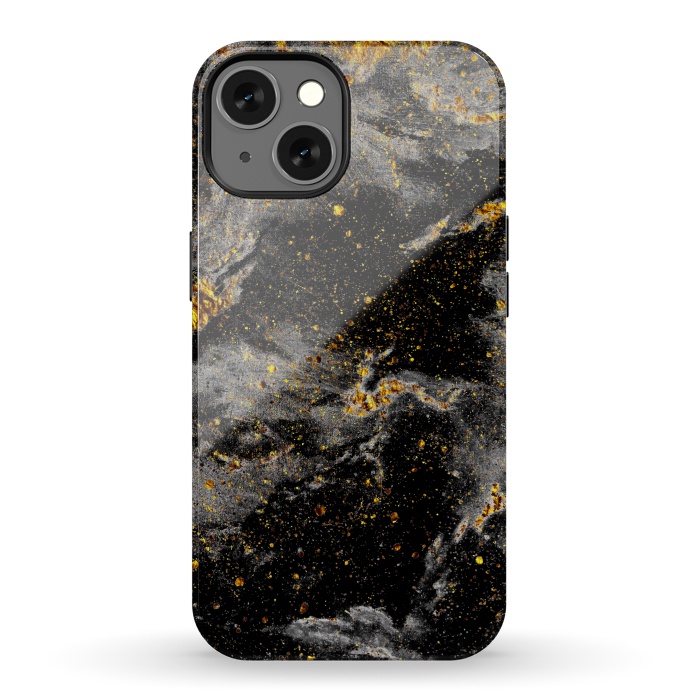 iPhone 13 StrongFit Galaxy Black Gold by Gringoface Designs