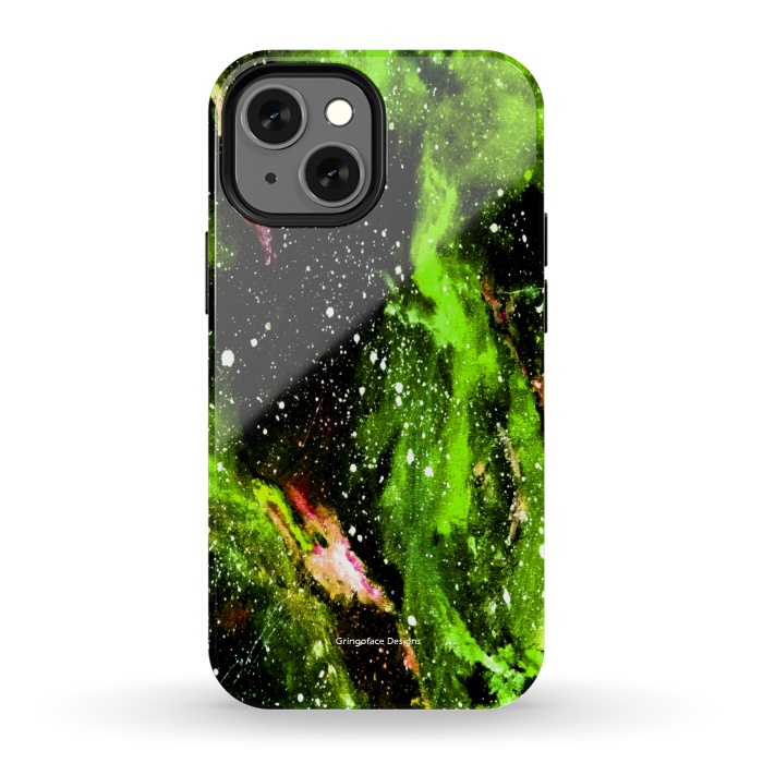 iPhone 13 mini StrongFit Green Galaxy by Gringoface Designs