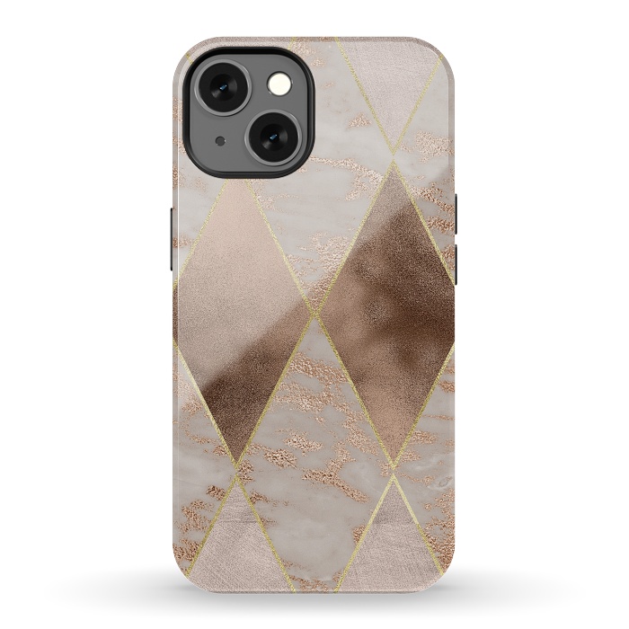 iPhone 13 StrongFit Marble Rose Gold Argyle Pattern by  Utart