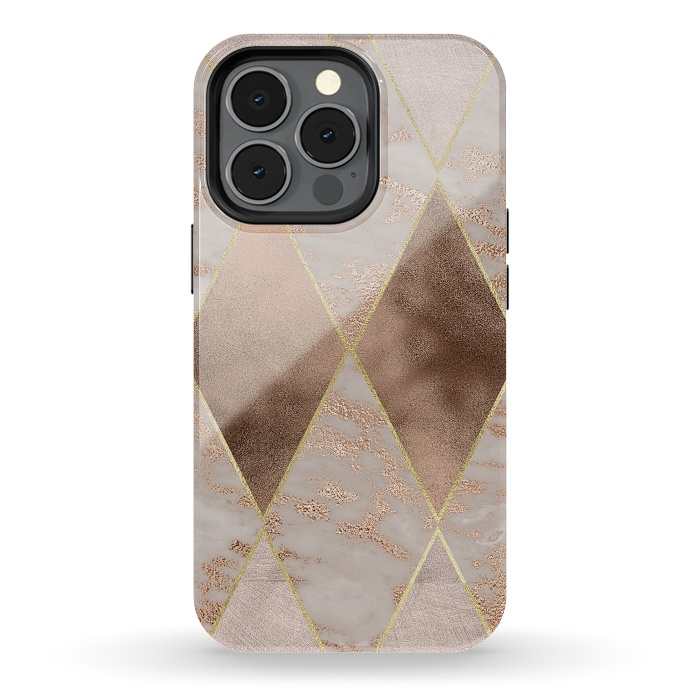 iPhone 13 pro StrongFit Marble Rose Gold Argyle Pattern by  Utart