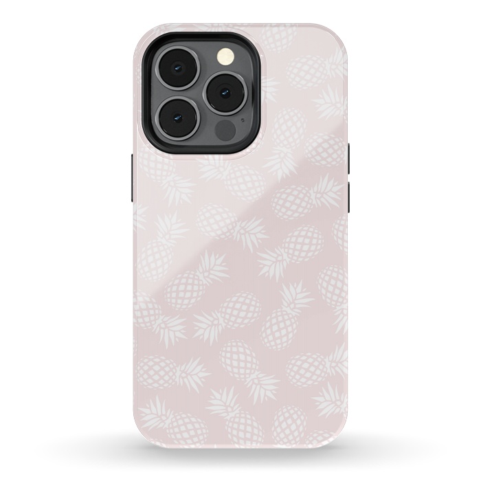 iPhone 13 pro StrongFit Pineapple pattern on pink 022 by Jelena Obradovic