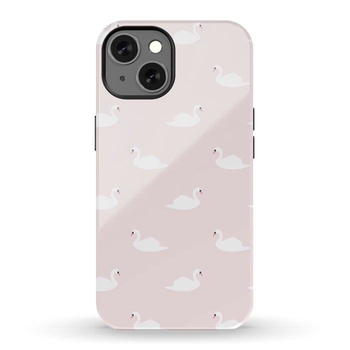 iPhone 13 StrongFit Swan pattern on pink 033 by Jelena Obradovic