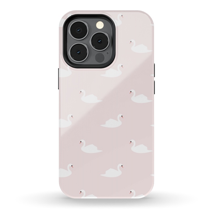 iPhone 13 pro StrongFit Swan pattern on pink 033 by Jelena Obradovic