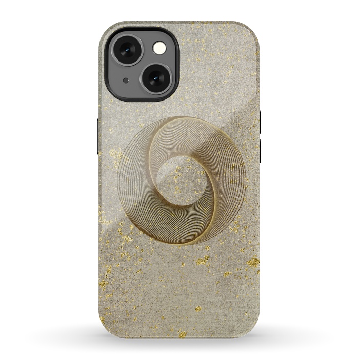 iPhone 13 StrongFit Golden Line Art Circles 2 by Andrea Haase