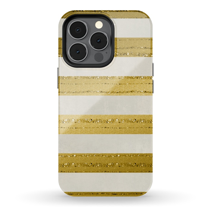 iPhone 13 pro StrongFit Golden Glitter Lines On Cream by Andrea Haase