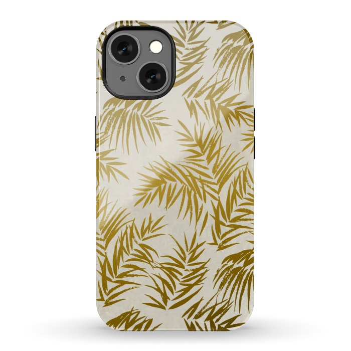 iPhone 13 StrongFit Golden Palm Leaves 2 by Andrea Haase
