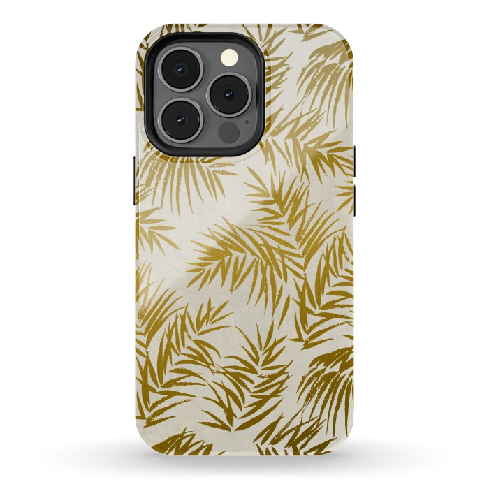 iPhone 13 pro StrongFit Golden Palm Leaves 2 by Andrea Haase