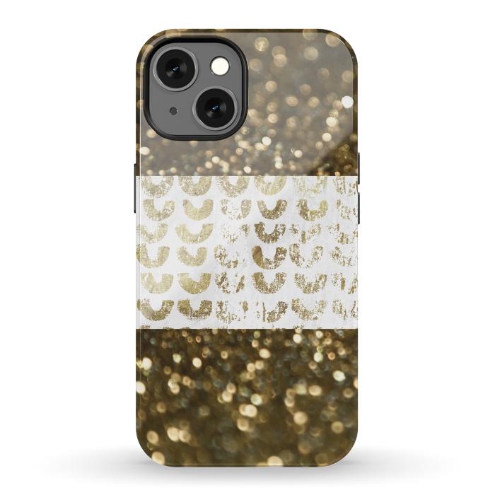 iPhone 13 StrongFit Golden Glitter by Andrea Haase