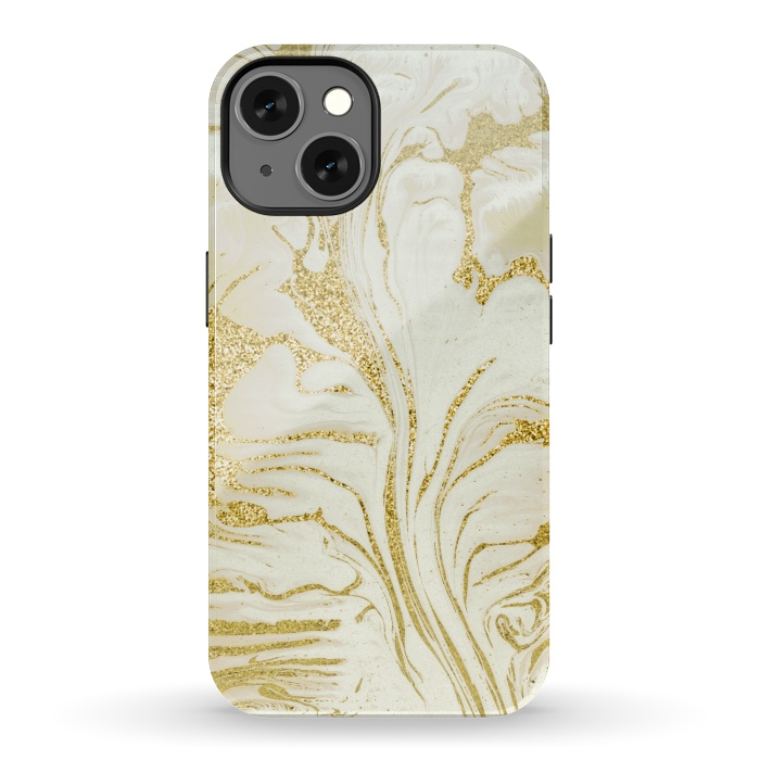iPhone 13 StrongFit Marble Gold Glitter by Andrea Haase