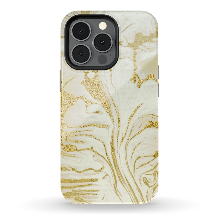 iPhone 13 pro StrongFit Marble Gold Glitter by Andrea Haase