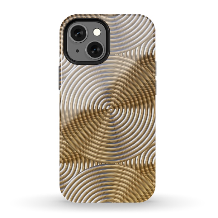 iPhone 13 mini StrongFit Shiny Golden Metal Embossed Circles 2 by Andrea Haase