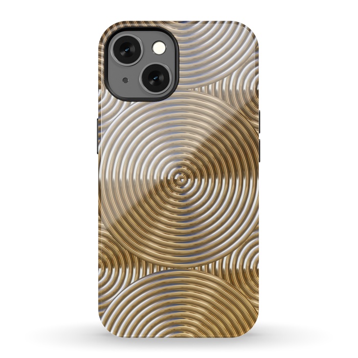 iPhone 13 StrongFit Shiny Golden Metal Embossed Circles 2 by Andrea Haase