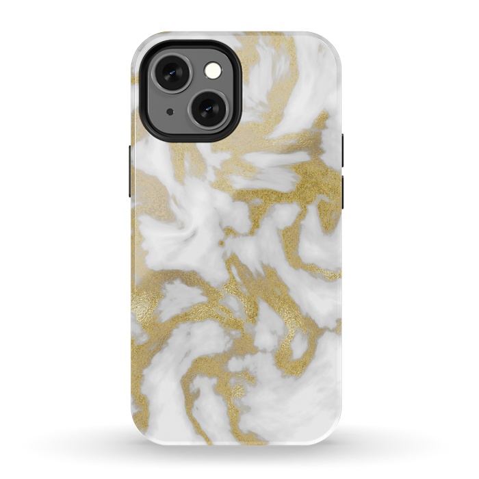 iPhone 13 mini StrongFit White Gold Faux Marble by Andrea Haase