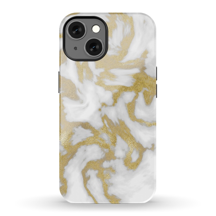 iPhone 13 StrongFit White Gold Faux Marble by Andrea Haase
