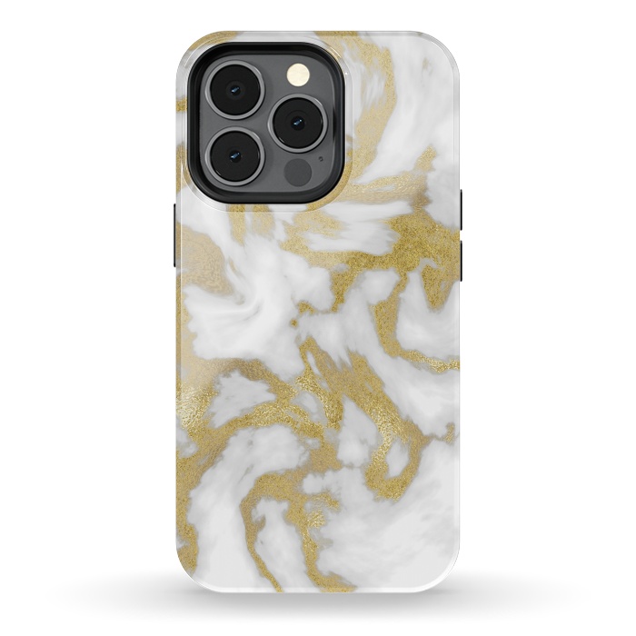 iPhone 13 pro StrongFit White Gold Faux Marble by Andrea Haase