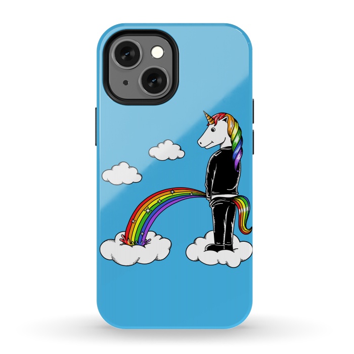 iPhone 13 mini StrongFit Unicorn Rainbow Blue by Coffee Man