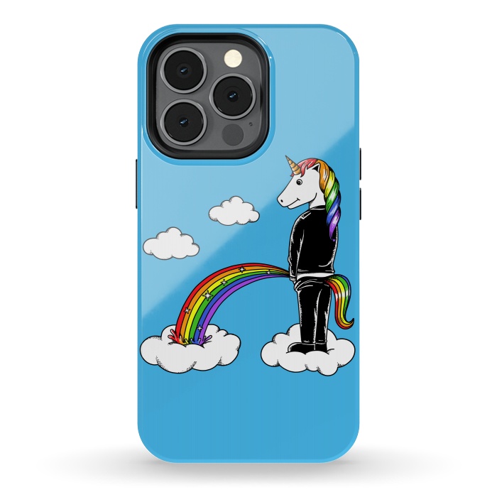iPhone 13 pro StrongFit Unicorn Rainbow Blue by Coffee Man
