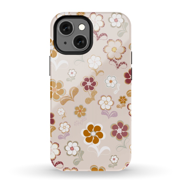 iPhone 13 mini StrongFit 60s Flowers on Light Pink by Paula Ohreen