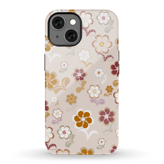 iPhone 13 StrongFit 60s Flowers on Light Pink by Paula Ohreen