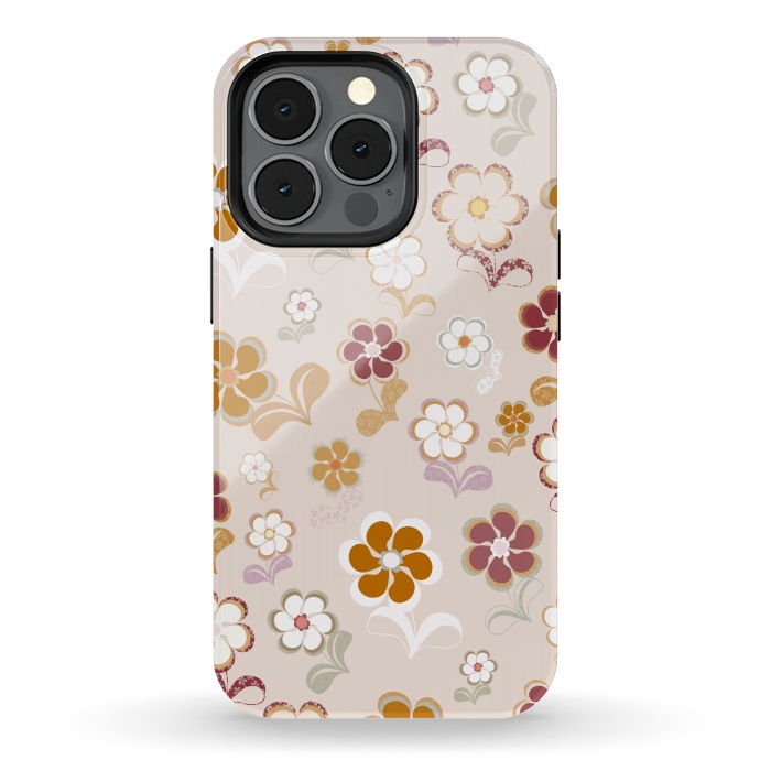 iPhone 13 pro StrongFit 60s Flowers on Light Pink by Paula Ohreen