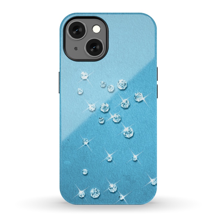 iPhone 13 StrongFit Sparkling Rhinestones on Blue by Andrea Haase