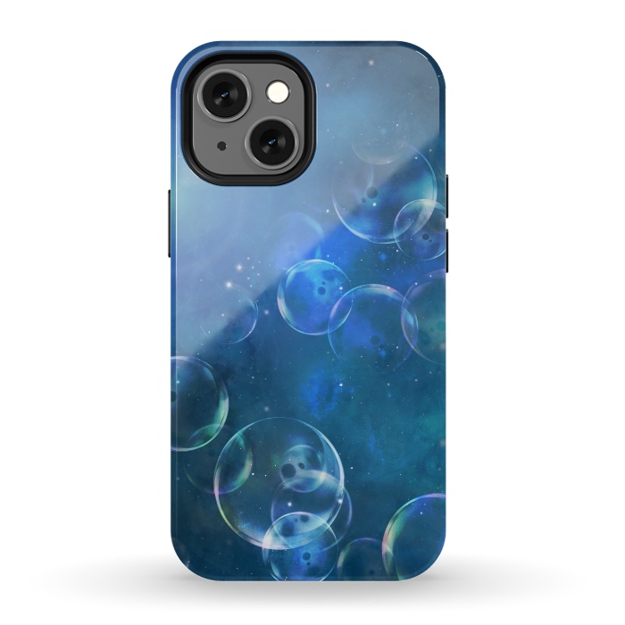 iPhone 13 mini StrongFit Surreal Blue Bubbles by Andrea Haase