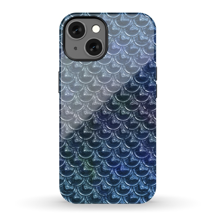 iPhone 13 StrongFit Shimmering Blue Metallic Scales by Andrea Haase