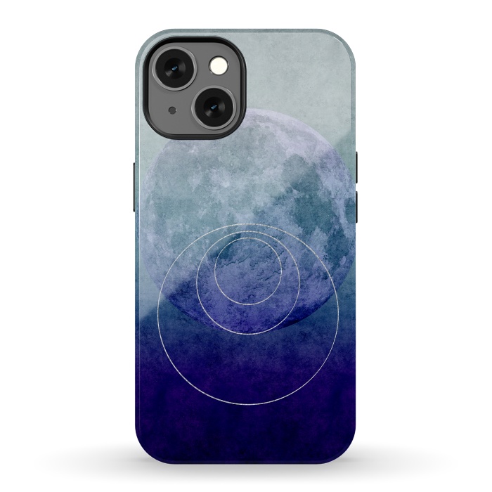 iPhone 13 StrongFit Blue Abstract Moon by Andrea Haase