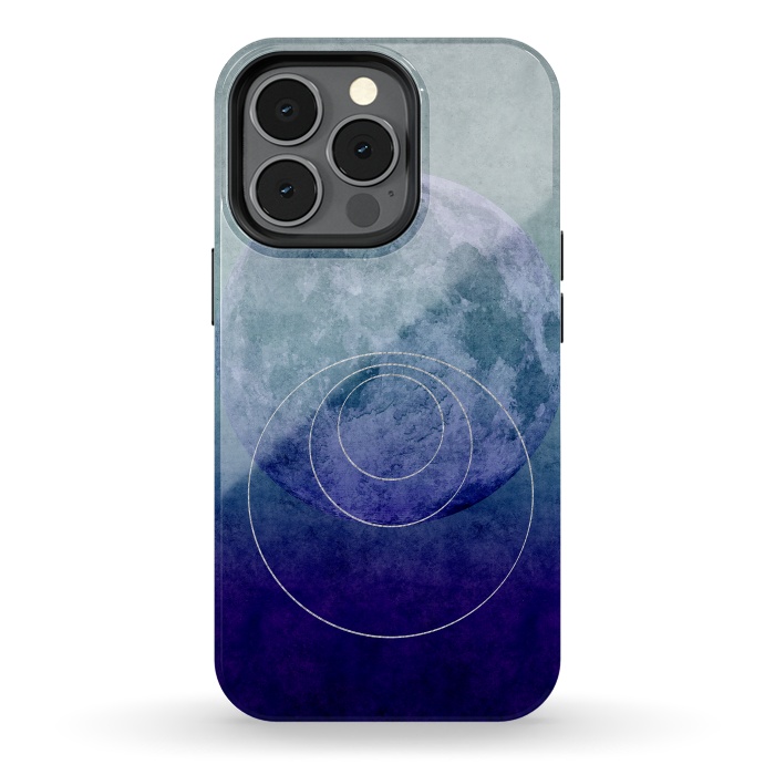 iPhone 13 pro StrongFit Blue Abstract Moon by Andrea Haase