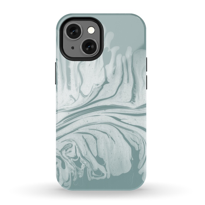 iPhone 13 mini StrongFit Teal Liquid Paint by Andrea Haase