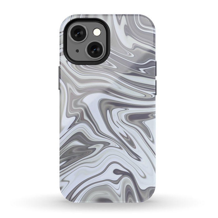 iPhone 13 mini StrongFit Grey White Shimmering Marble 2 by Andrea Haase