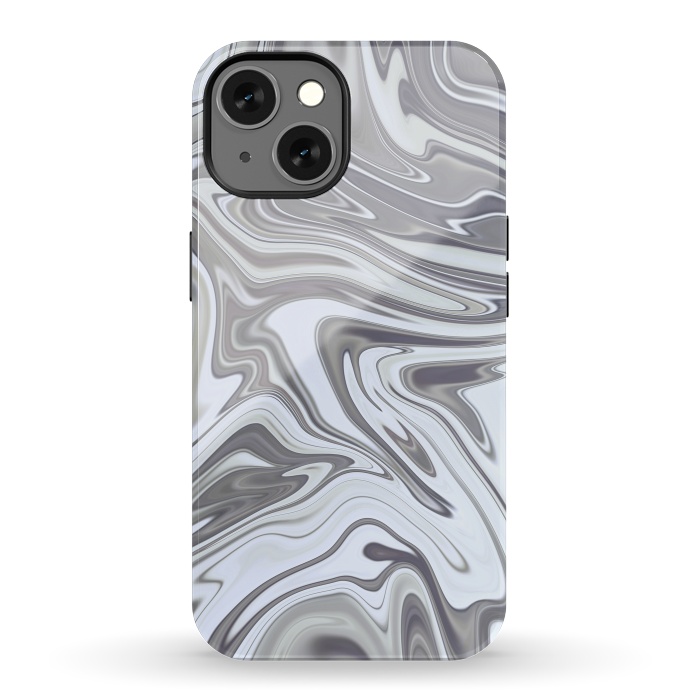 iPhone 13 StrongFit Grey White Shimmering Marble 2 by Andrea Haase