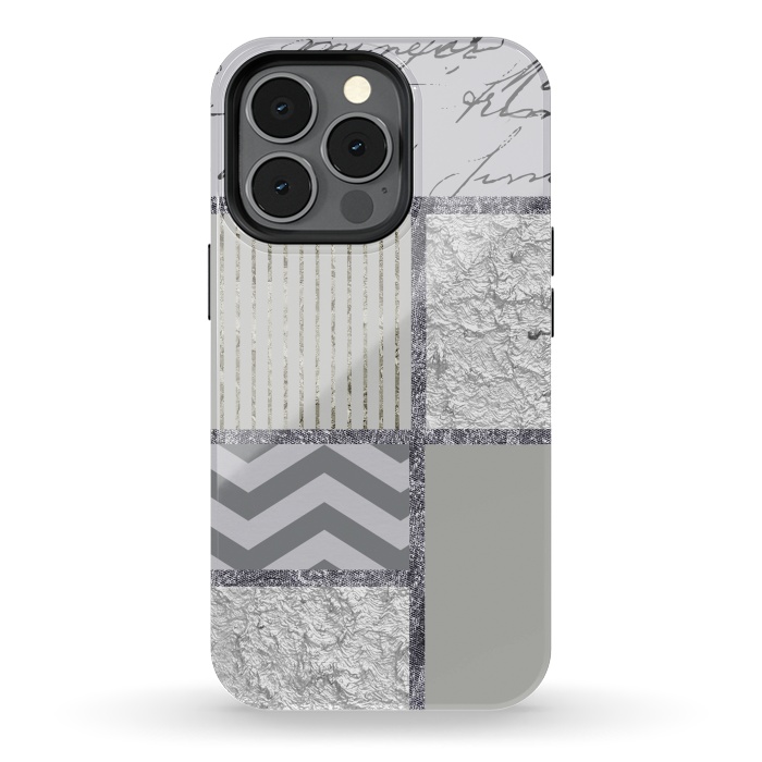 iPhone 13 pro StrongFit Silver And Grey Collage by Andrea Haase