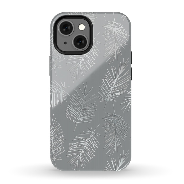 iPhone 13 mini StrongFit Silver Palm Leaves by Andrea Haase