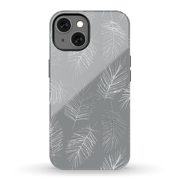 iPhone 13 StrongFit Silver Palm Leaves by Andrea Haase