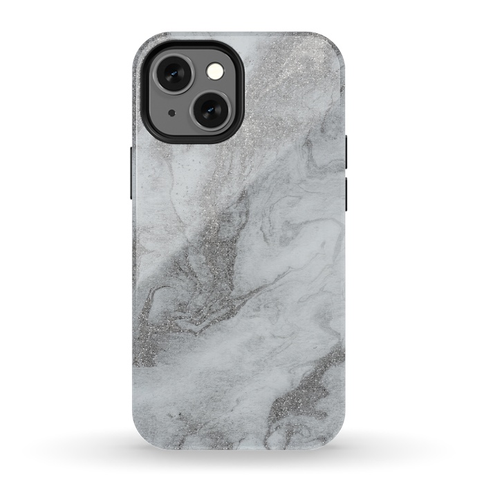 iPhone 13 mini StrongFit Grey Silver Marble 2 by Andrea Haase