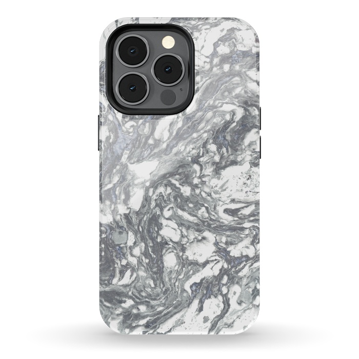 iPhone 13 pro StrongFit Grey Blue Marble by Andrea Haase