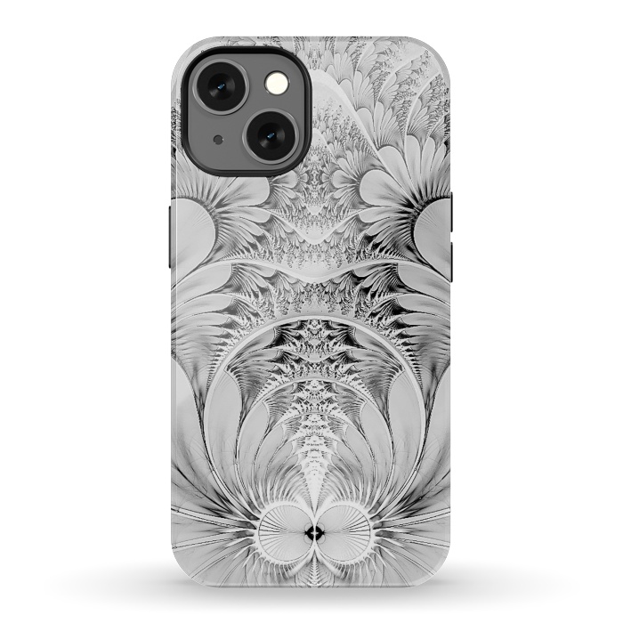 iPhone 13 StrongFit Grey White Florish Fractal by Andrea Haase