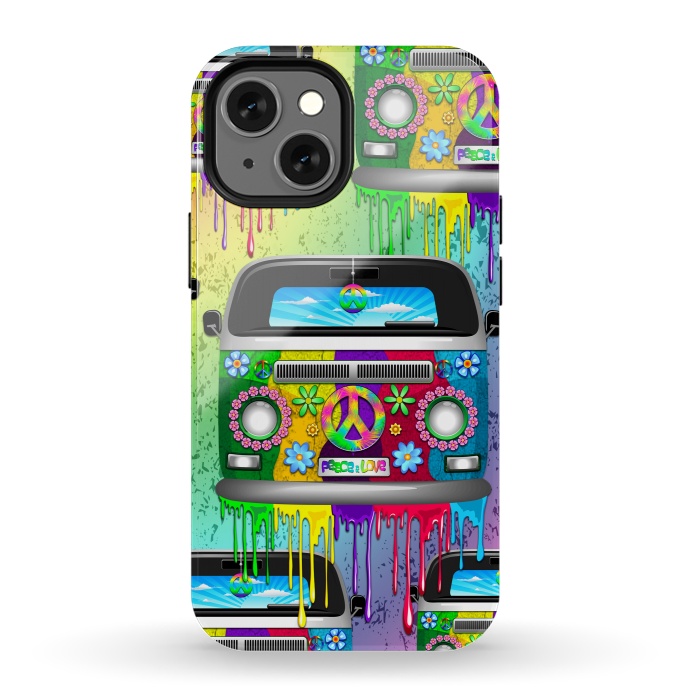 iPhone 13 mini StrongFit Hippie Van Dripping Rainbow Paint by BluedarkArt
