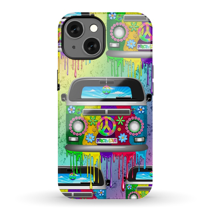 iPhone 13 StrongFit Hippie Van Dripping Rainbow Paint by BluedarkArt