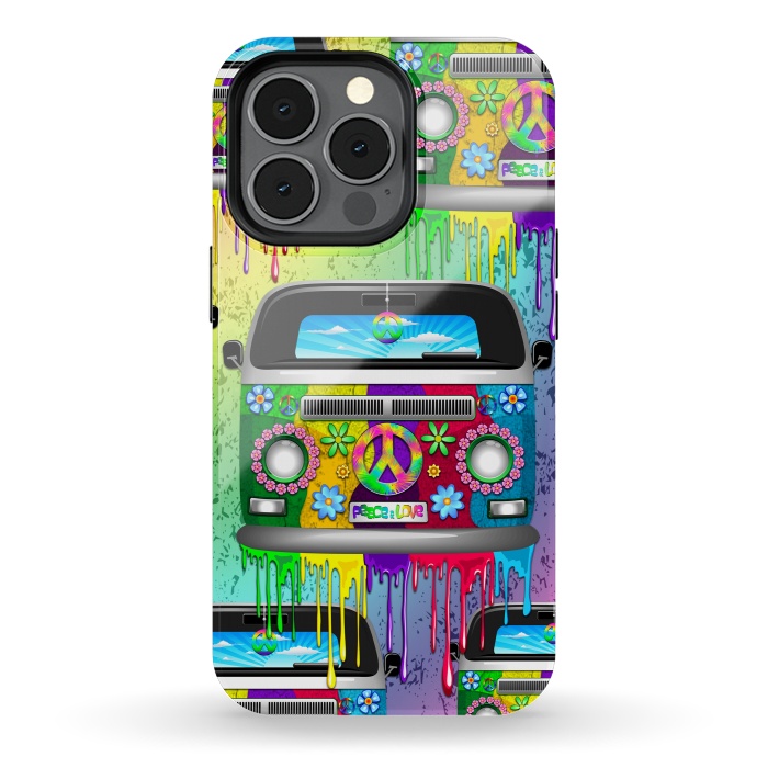 iPhone 13 pro StrongFit Hippie Van Dripping Rainbow Paint by BluedarkArt