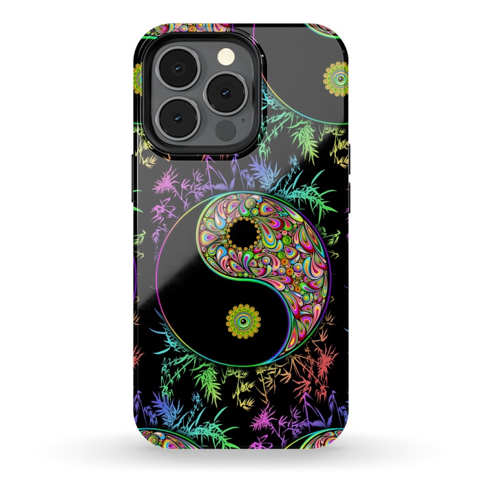 iPhone 13 pro StrongFit Yin Yang Bamboo Psychedelic by BluedarkArt