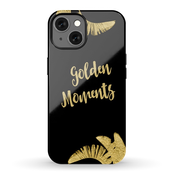 iPhone 13 StrongFit Golden Moments Palm Leaves by Andrea Haase